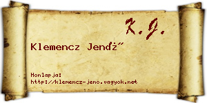 Klemencz Jenő névjegykártya