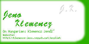 jeno klemencz business card